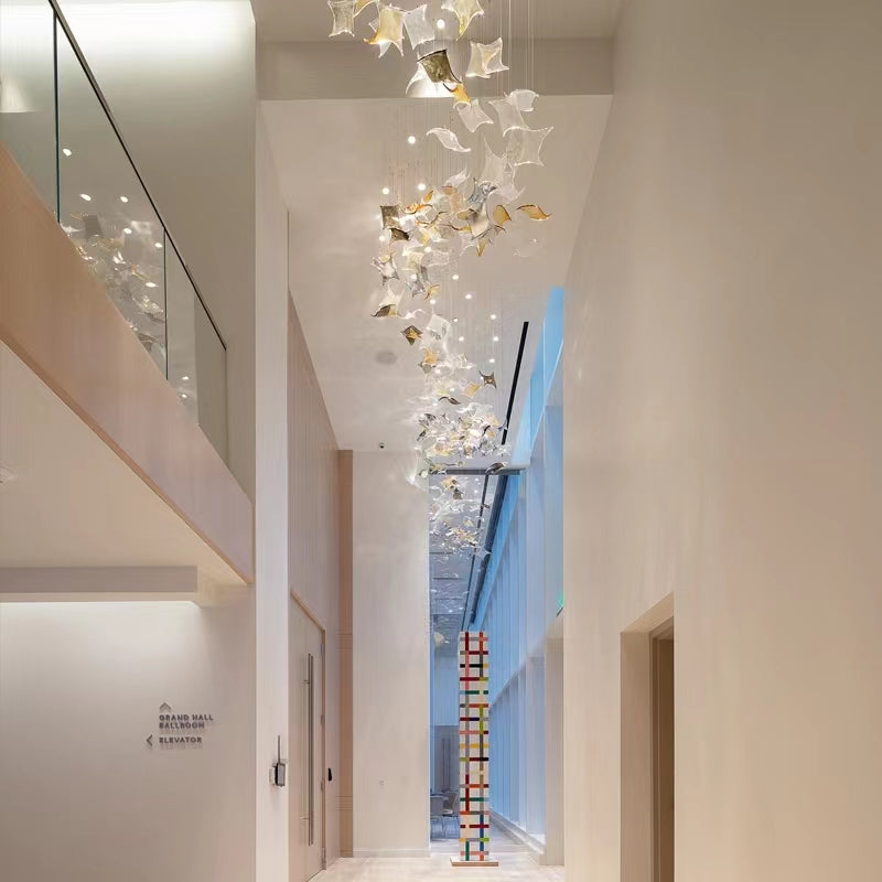 Cascading Project Chandelier Amber And Clear Glass Pendants