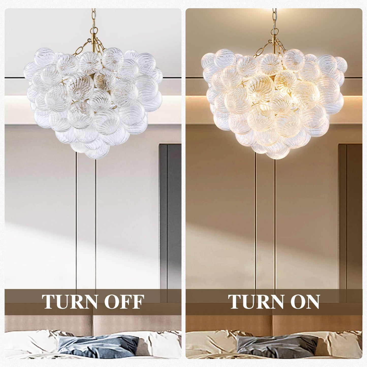 Bubbles Chandelier Ribbed Glass Balls Gild Gold Frame