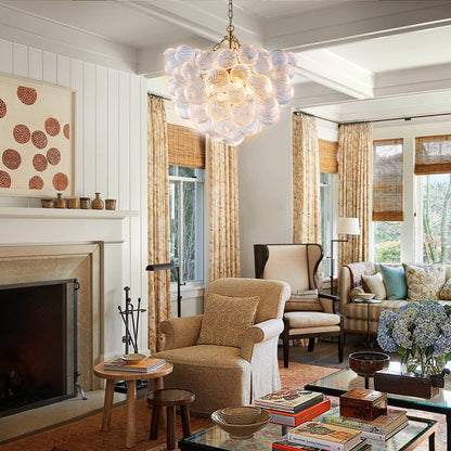 Bubbles Chandelier Ribbed Glass Balls Gild Gold Frame 