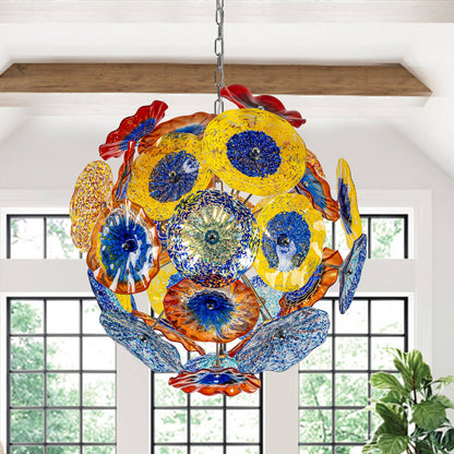 Murano Glass Plates Chandelier Multi-Colors