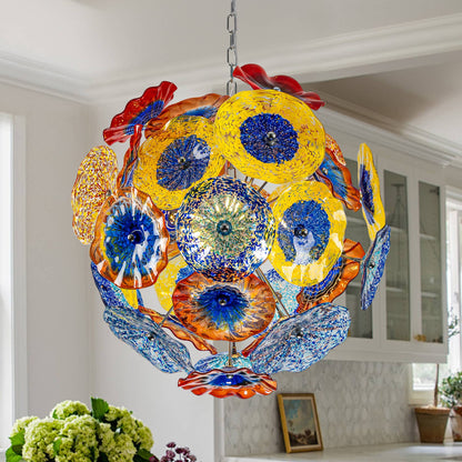 Murano Glass Plates Chandelier Multi-Colors