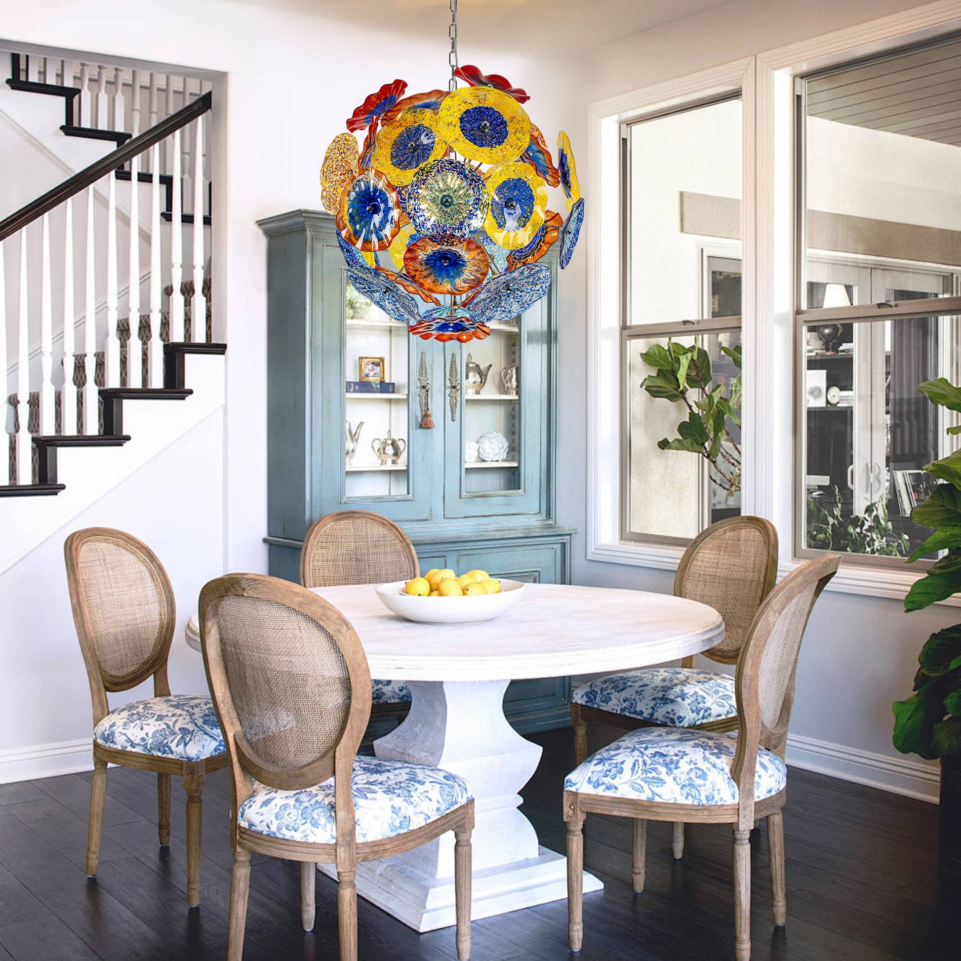 Murano Glass Plates Chandelier Multi-Colors
