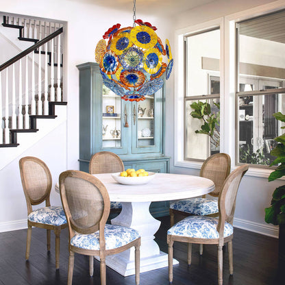 Murano Glass Plates Chandelier Multi-Colors