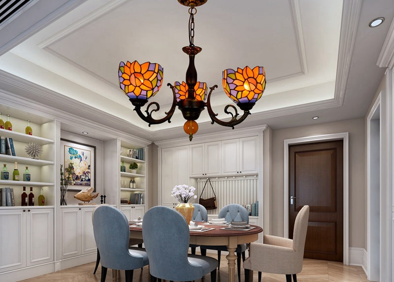 Tiffany Style Chandelier Three Arms W20"XH16"