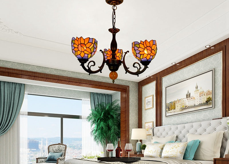 Tiffany Style Chandelier Three Arms W20"XH16"