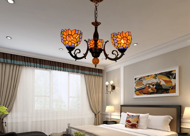 Tiffany Style Chandelier Three Arms W20"XH16"