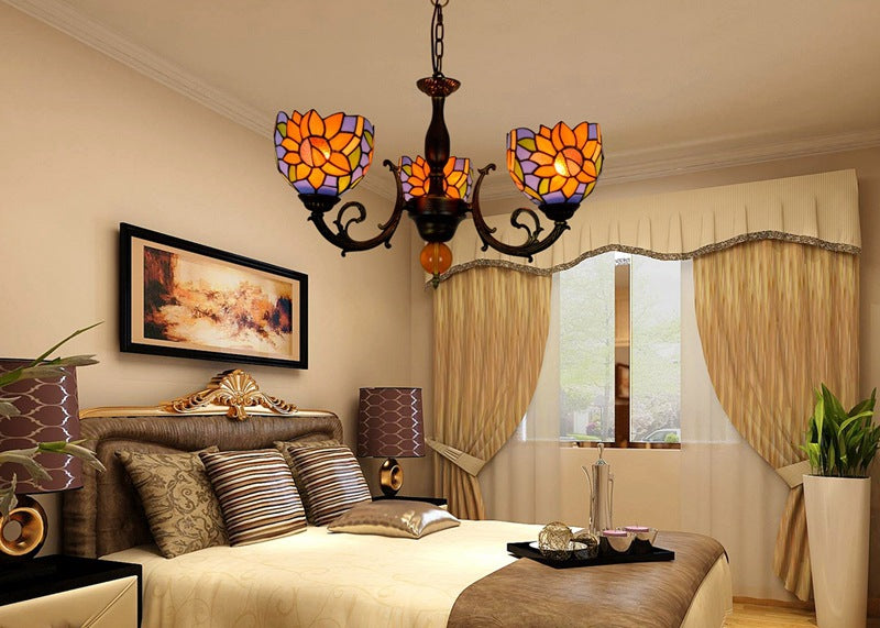 Tiffany Style Chandelier Three Arms W20"XH16"